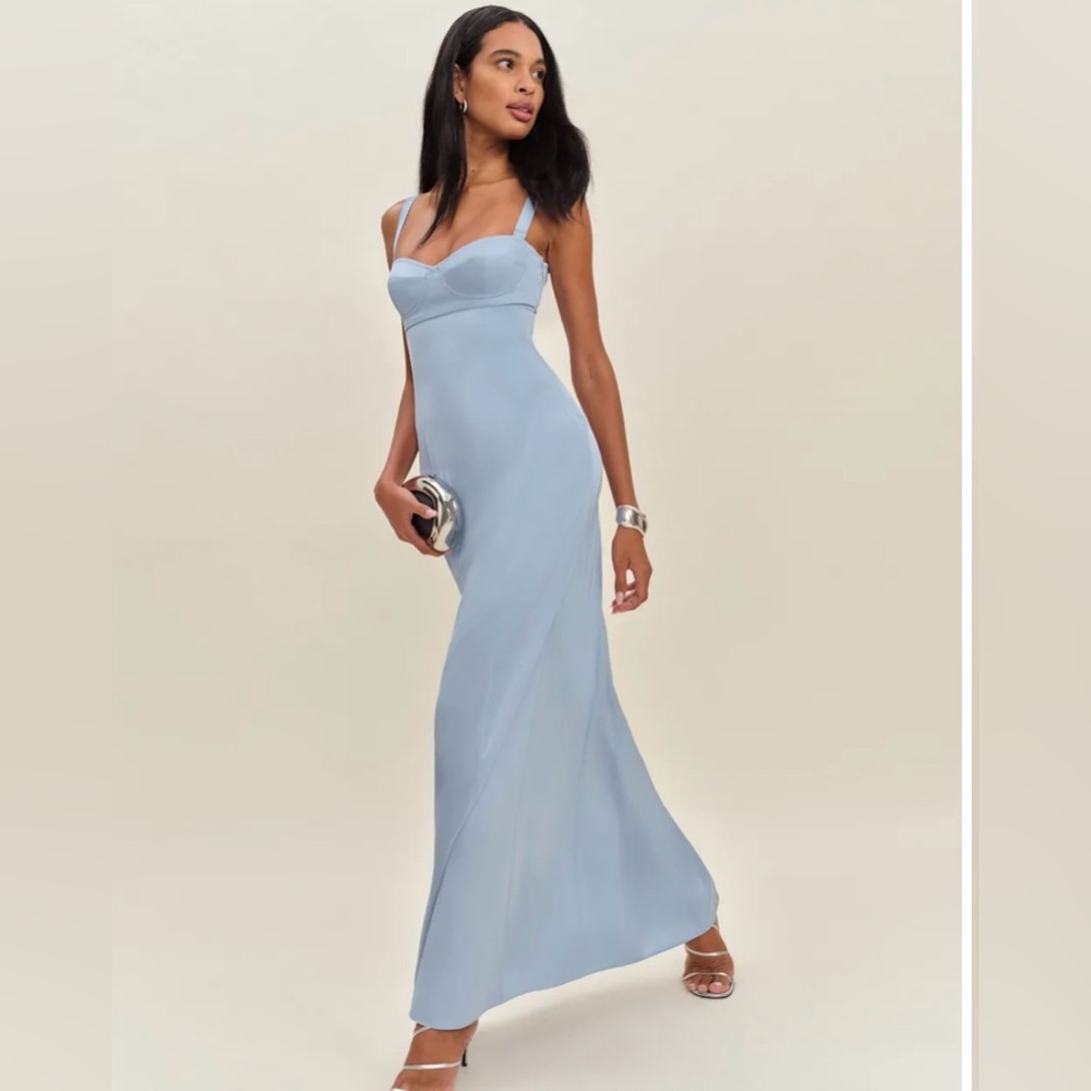 Reformation Devin Lee Carlson Light Blue Maxi Dress size 4